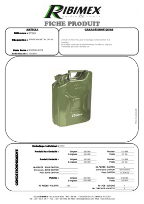 Equipement d'atelier - Graissage - Jerrican hydrocarbures tôle 10L