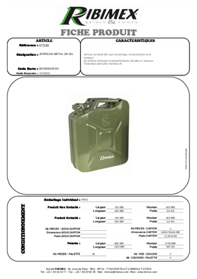 Equipement d'atelier - Graissage - Jerrican hydrocarbures tôle 20L