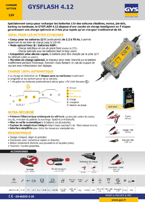 Batteries et accessoires - Chargeurs - Chargeur GYSFLASH 4.12 - 70 Ah