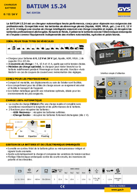 Batteries et accessoires - Chargeurs - Chargeur électronique BATIUM 6-12-24 V